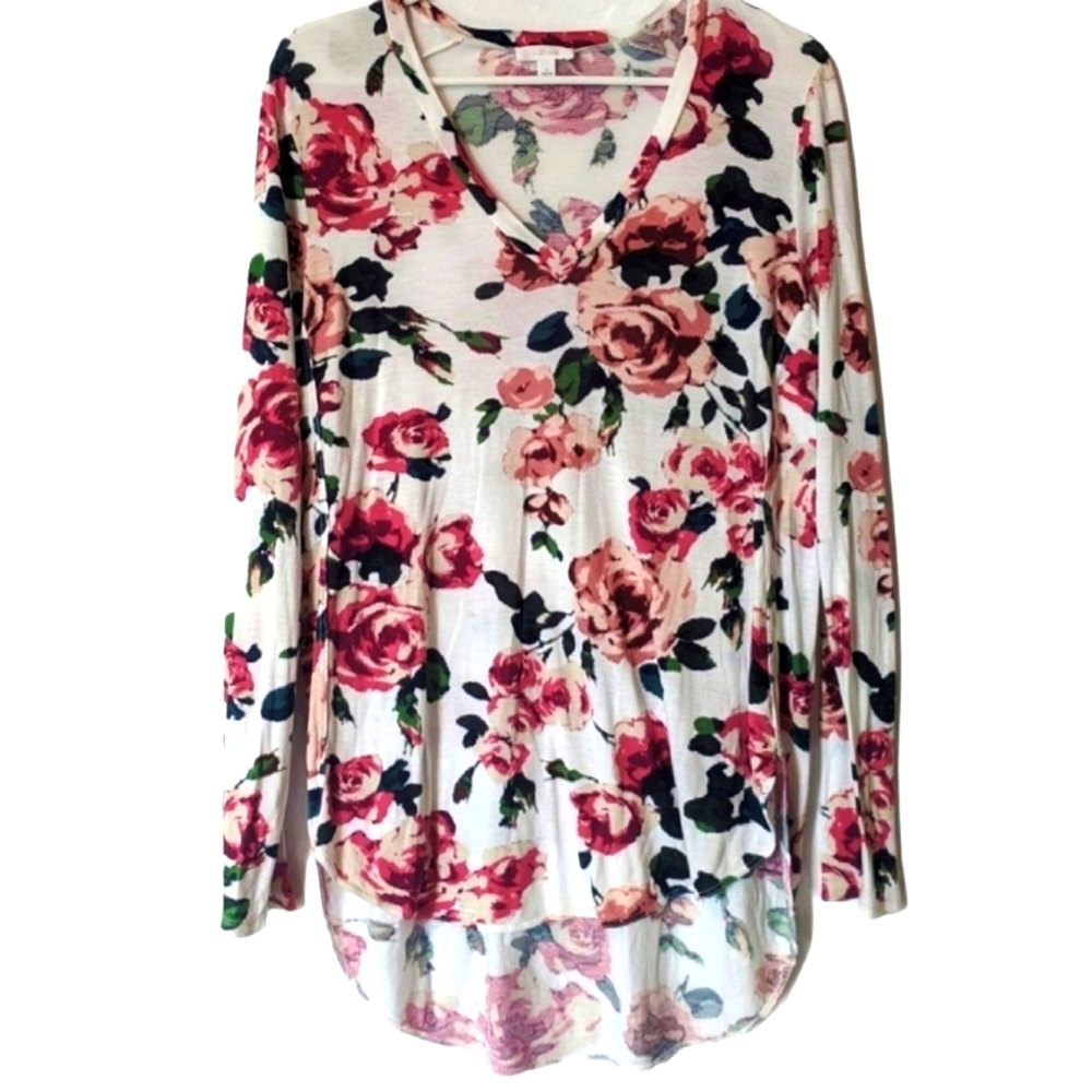 Wilfred V Neck Long Sleeve Floral Asymmetric Tunic